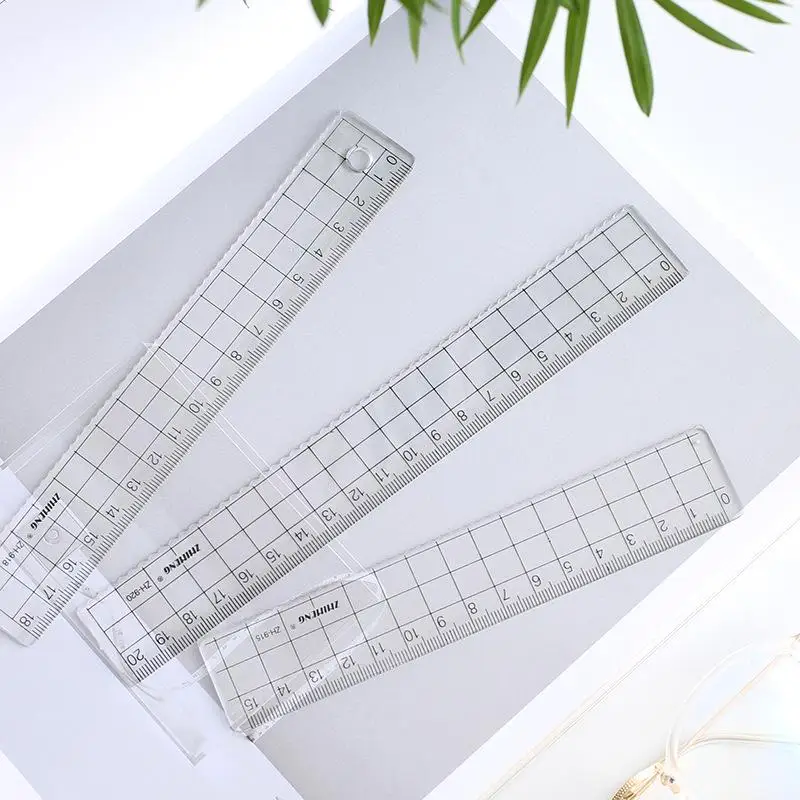 Ruler Set Transparent - 1 шт. Simple15cm 18cm 20cm Прозрачная