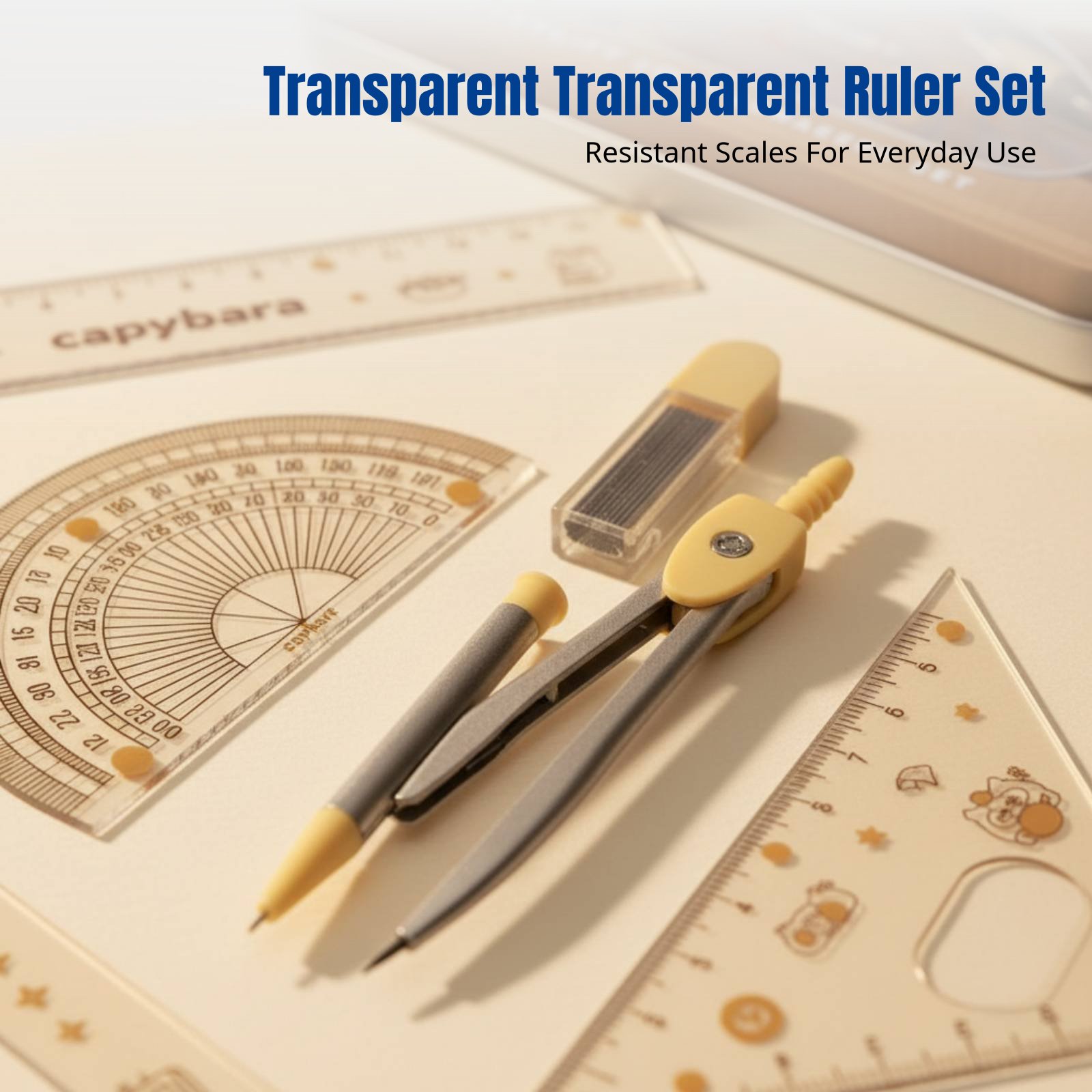 Ruler Set Transparent - Набор линеек для школьников, с мультяшным
