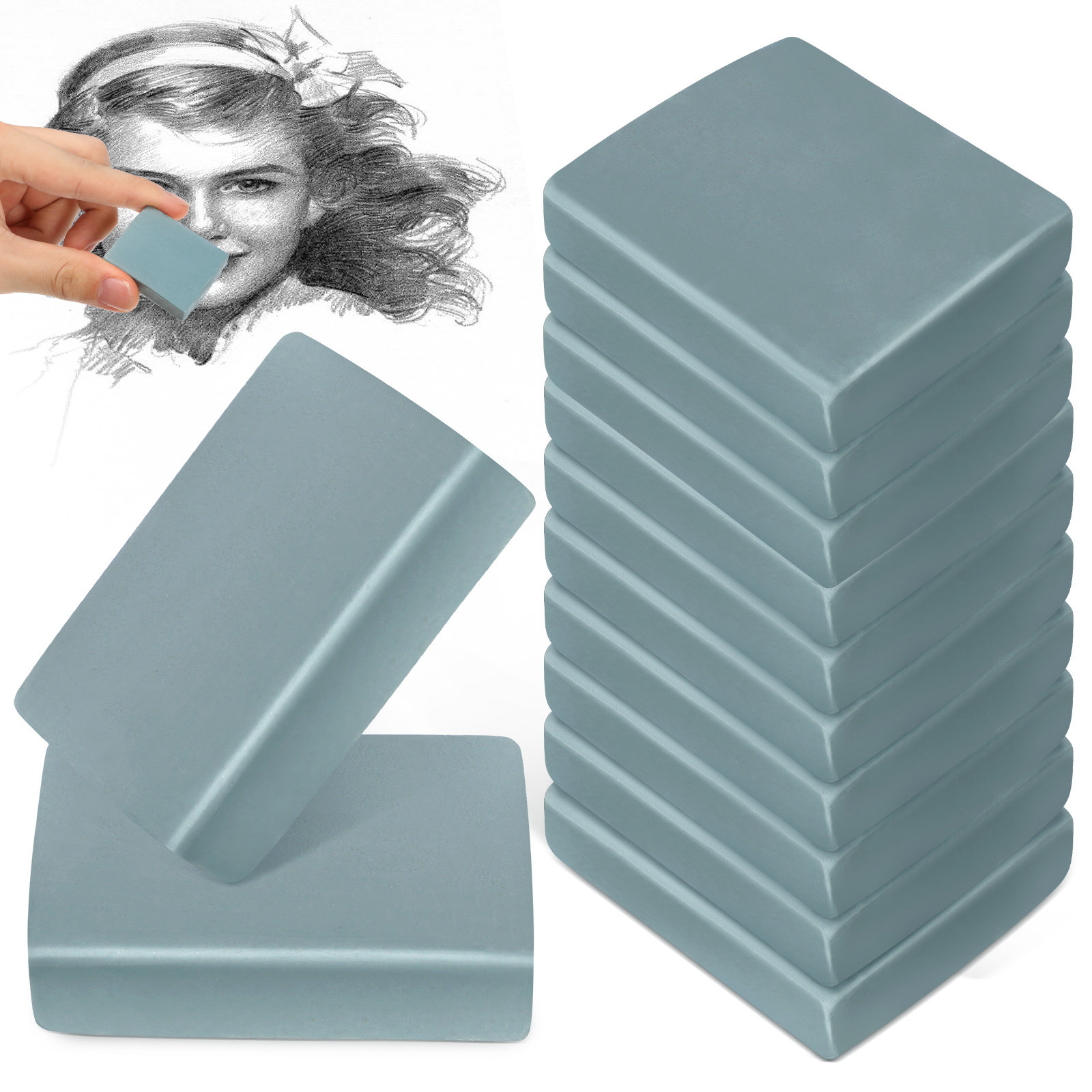 Набор из 12 формуемых ластиков – обзор и цена Rubber Eraser Kneaded